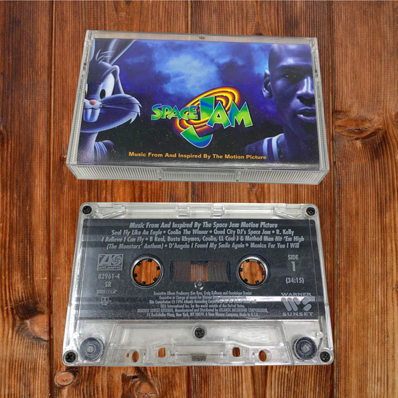 Vintage 1996 Space Jam Original Soundtrack Audio Cassette Tape Atlantic Jordan - Picture 1 of 3